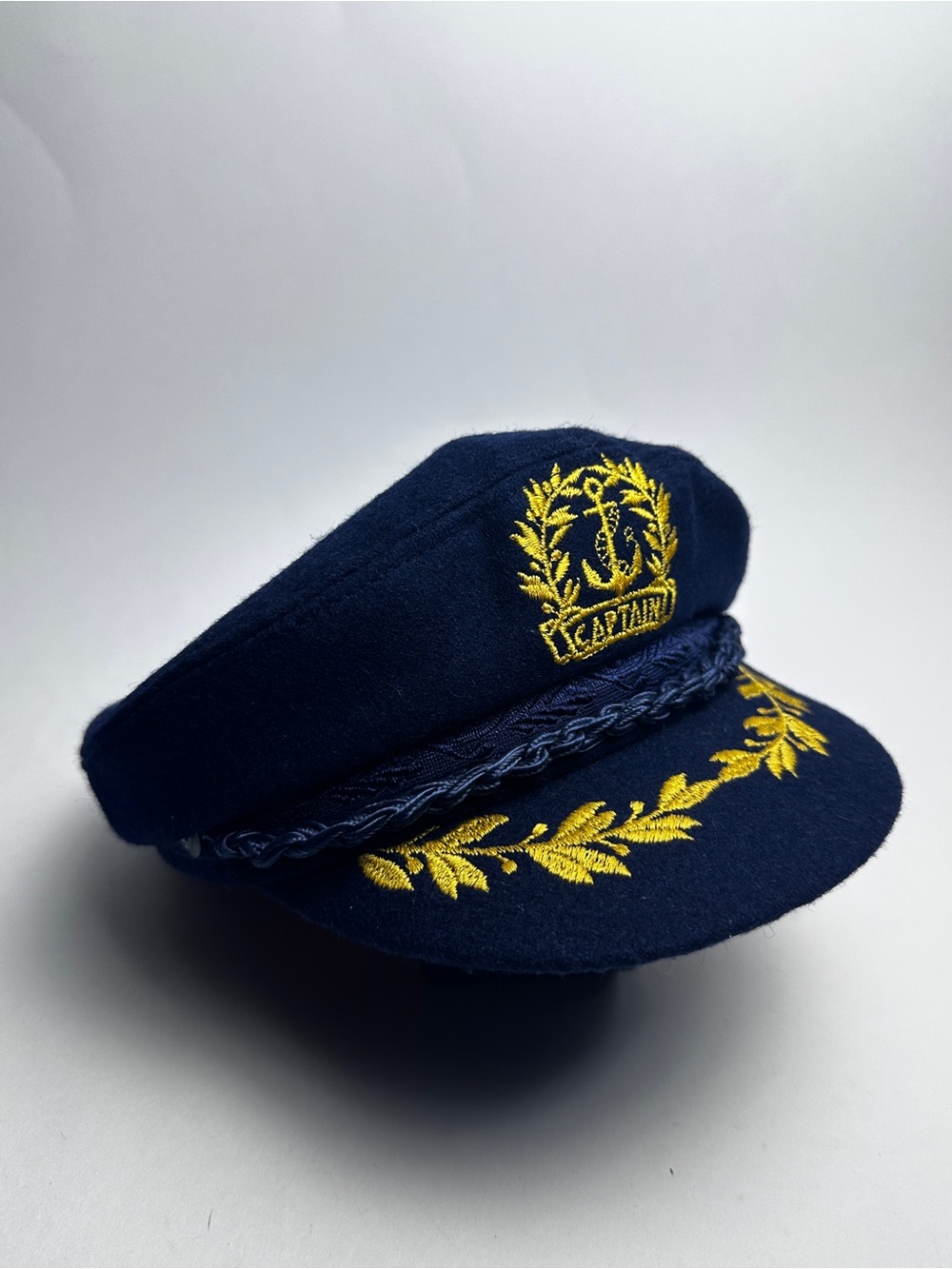 Greek Fisherman Captain Hat Wool Navy Gold Embroidered Made in Greece 56